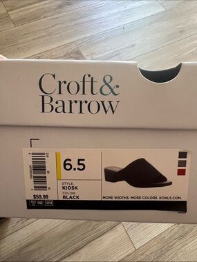 croft & barrow Black Open-Toe Slide Mules